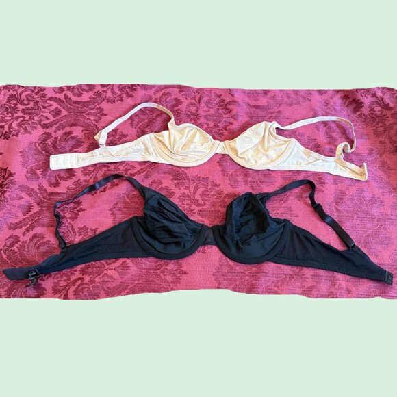 Calvin Klein 36C Bras Set of 2 Soft Cup Underwire Black Tan T-shirt 2 prong clos - Picture 2 of 6